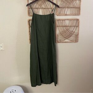 Linenfox Aurora Slip Dress Green Pockets Beachy Coastal Timeless Ethical S B18